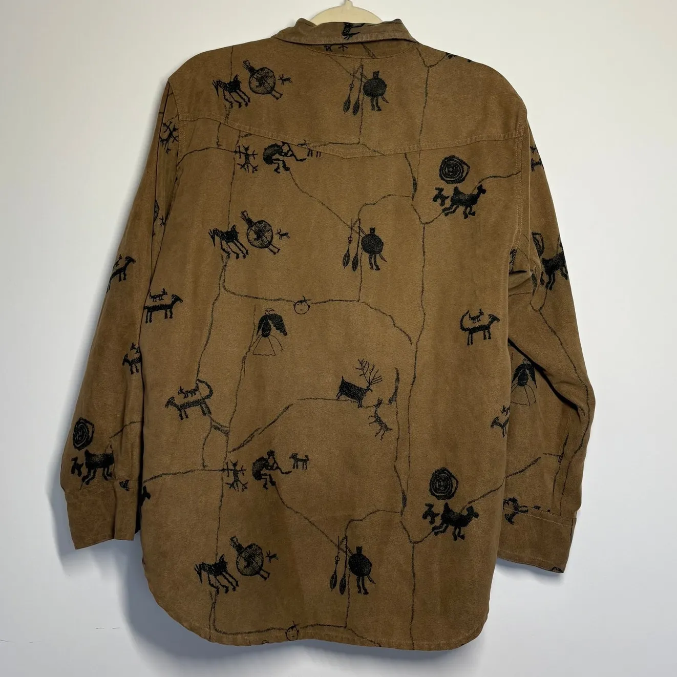 Chicos Top Women L Brown Black Tribal Print Aztec Fall Long Sleeve Casual Zip Up Size L - Image 2