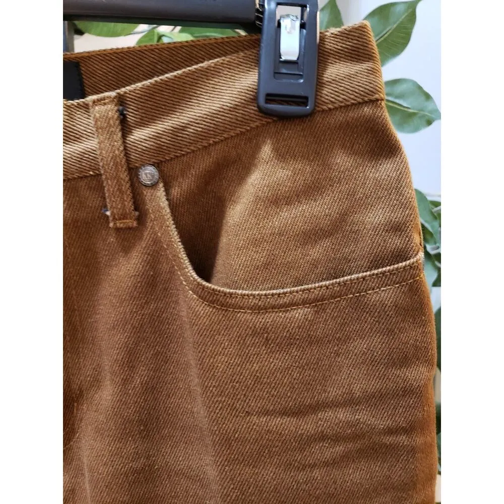 Vintage Karl Kani Brown Solid 100% Cotton Logo Slim Straight Leg Jeans Size 5/6 - Image 3