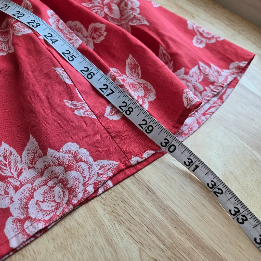 Modcloth Red Floral A Line Retro Skirt size small - Image 11
