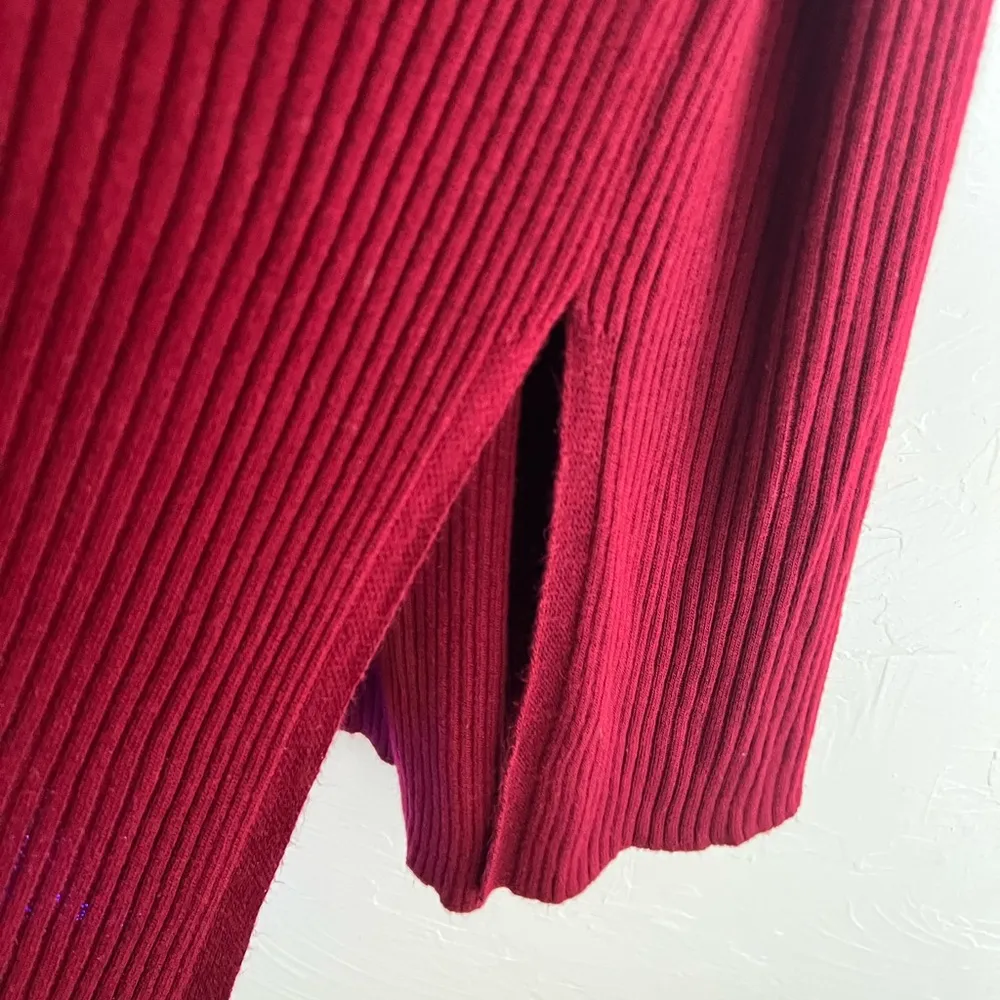 ASOS burgundy short sleeve ribbed sweater wrap dress size 10 - Image 8