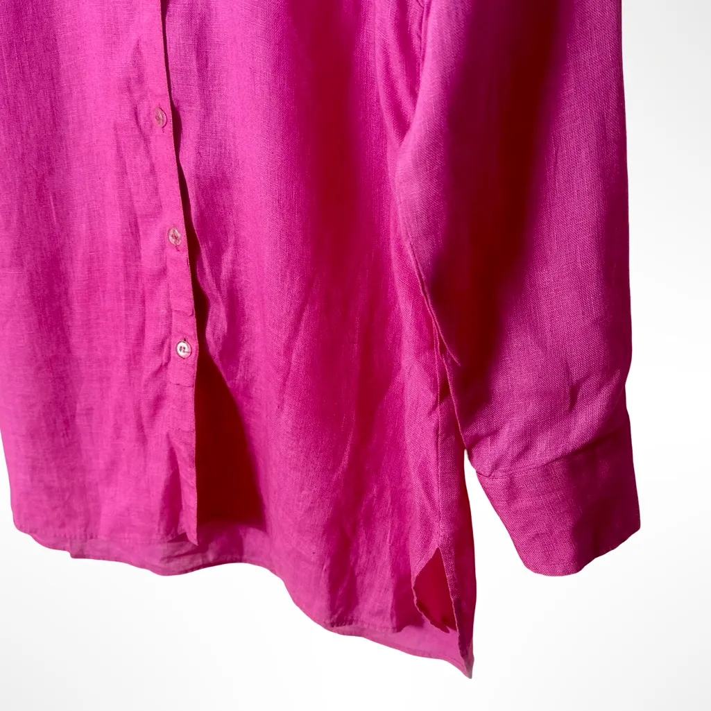 Bella Tu Pink Ombre Linen Button Down Shirt Large Romantic Boho Indie Coastal Size M - Image 7