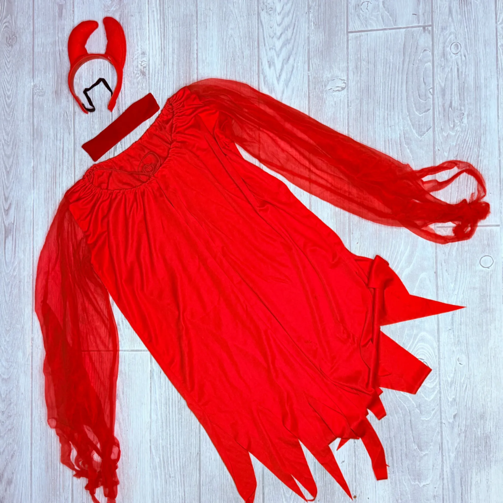 Vintage 1980s Halloween costume cosplay devil dress tail , headband horns choker Red Size M - Image 3