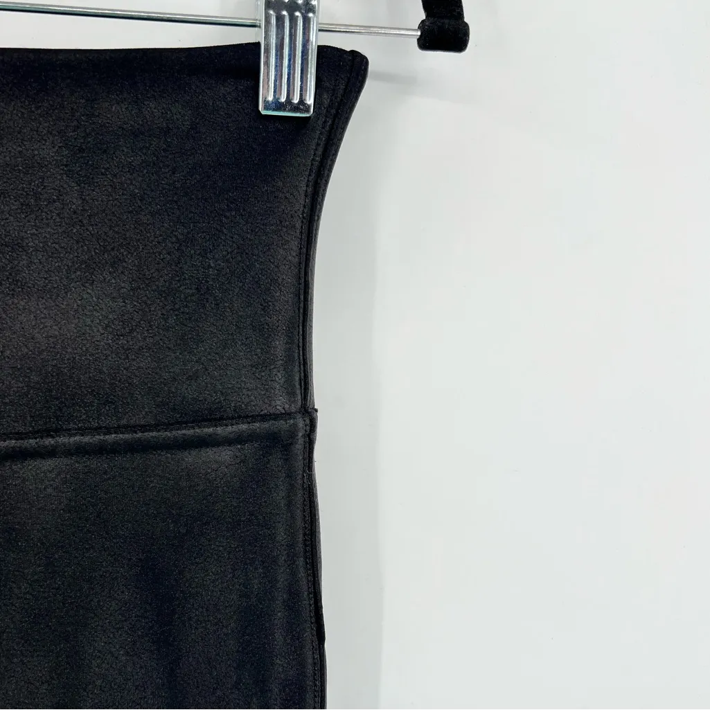SPANX Faux Leather Leggings Shapewear High Waist Full Length Black Size Large - Image 12
