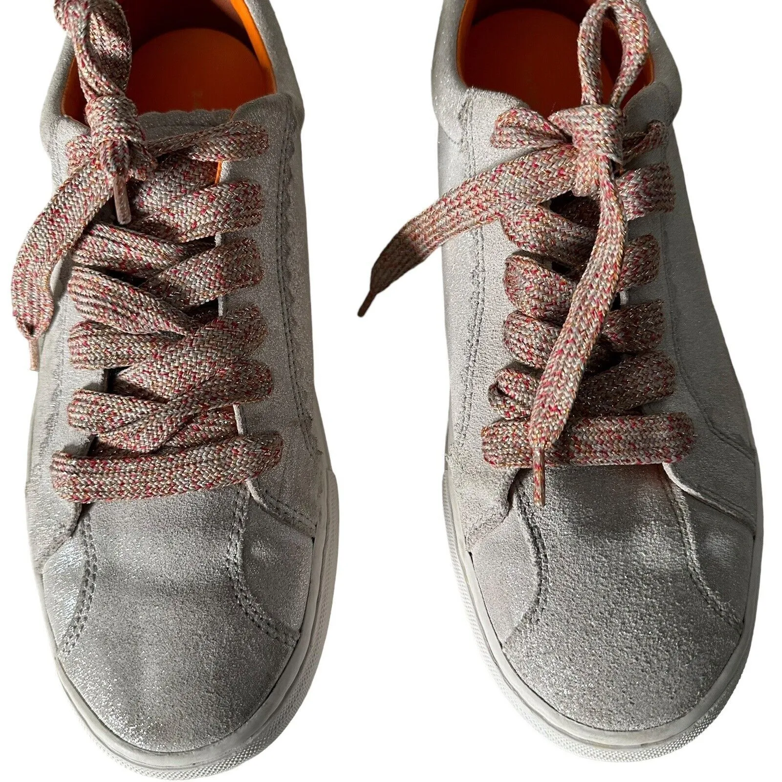 ZARA Women Metallic Glitter Silver Lace Up Fashion Sneakers‎ Size EU 39 US 8 - Image 4
