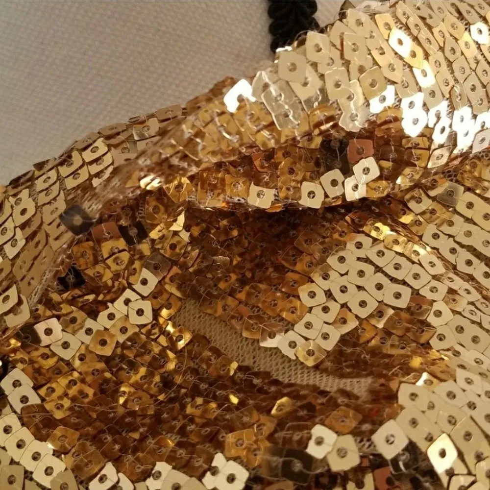 Vintage Sequins Cowl Neck Sweater Cream and Gold Medium - Image 4