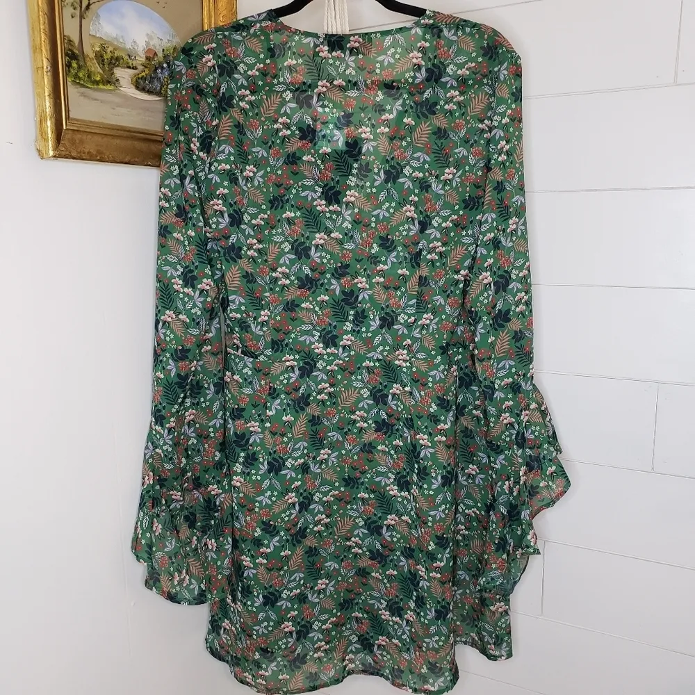 NWT The Fifth Label Viridian Long Sleeve Wrap Dress in Jade Floral Bloom XL - Image 10