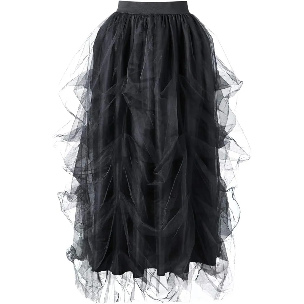 NWOT ~ Long Maxi Black Layered Puff Mesh Front Split Princess Skirt ~ One Size Size undefined - Image 2