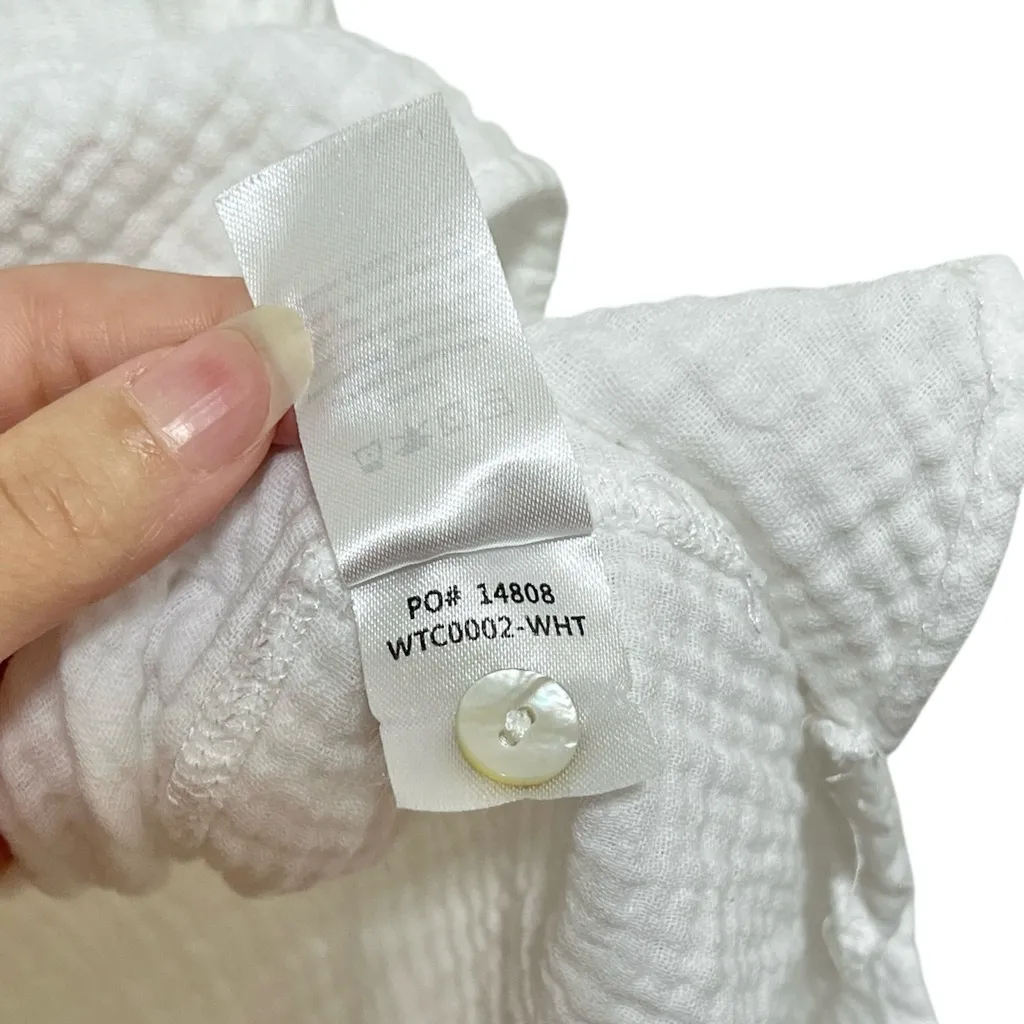 Faherty Dream Cotton Gauze Desmond Blouse M White Organic - Image 4