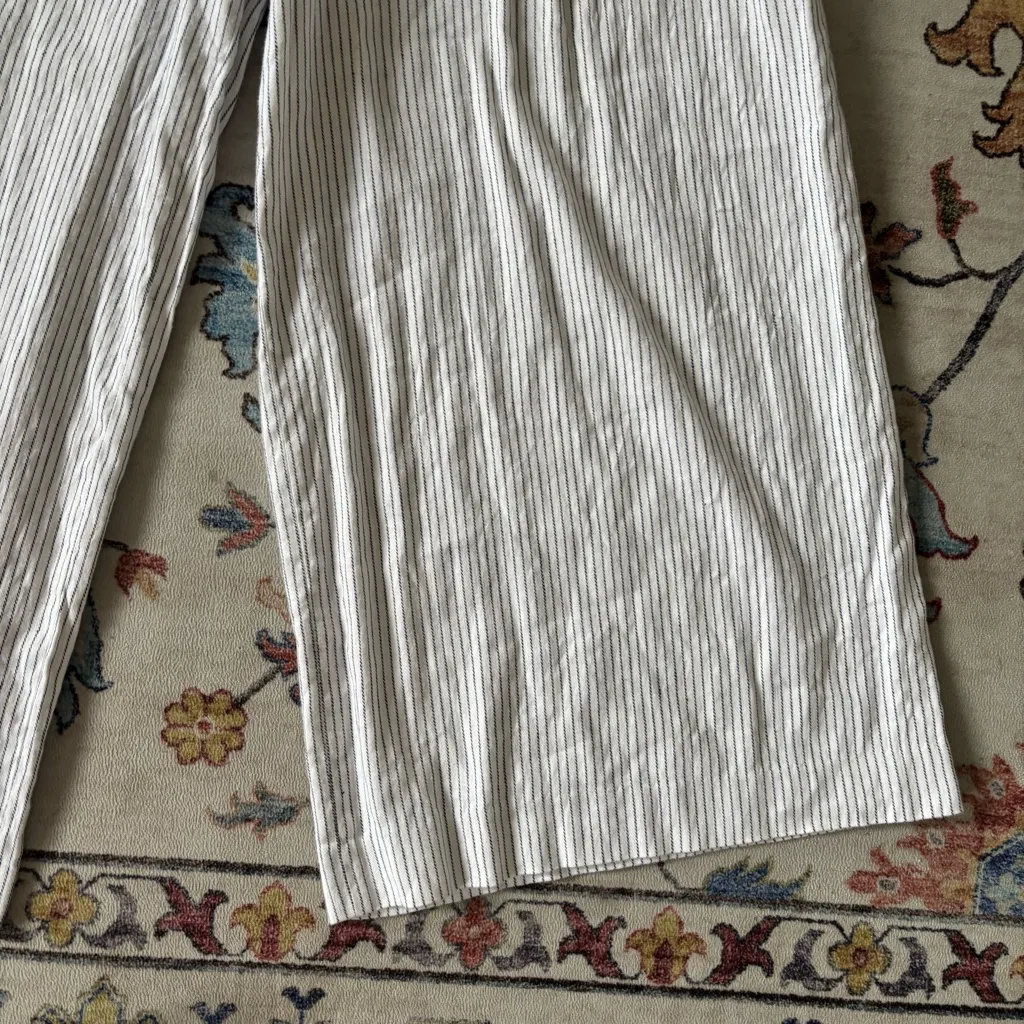 Banana Republic White Linen Blend Pin Stripe Squareneck Belted Crop Jumpsuit 10 - Image 8