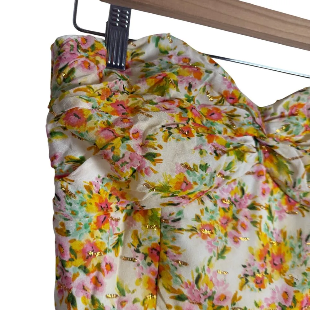 Shoshanna Remy White Orange Floral Print Strapless Sweetheart Maxi Dress Size 4 - Image 8