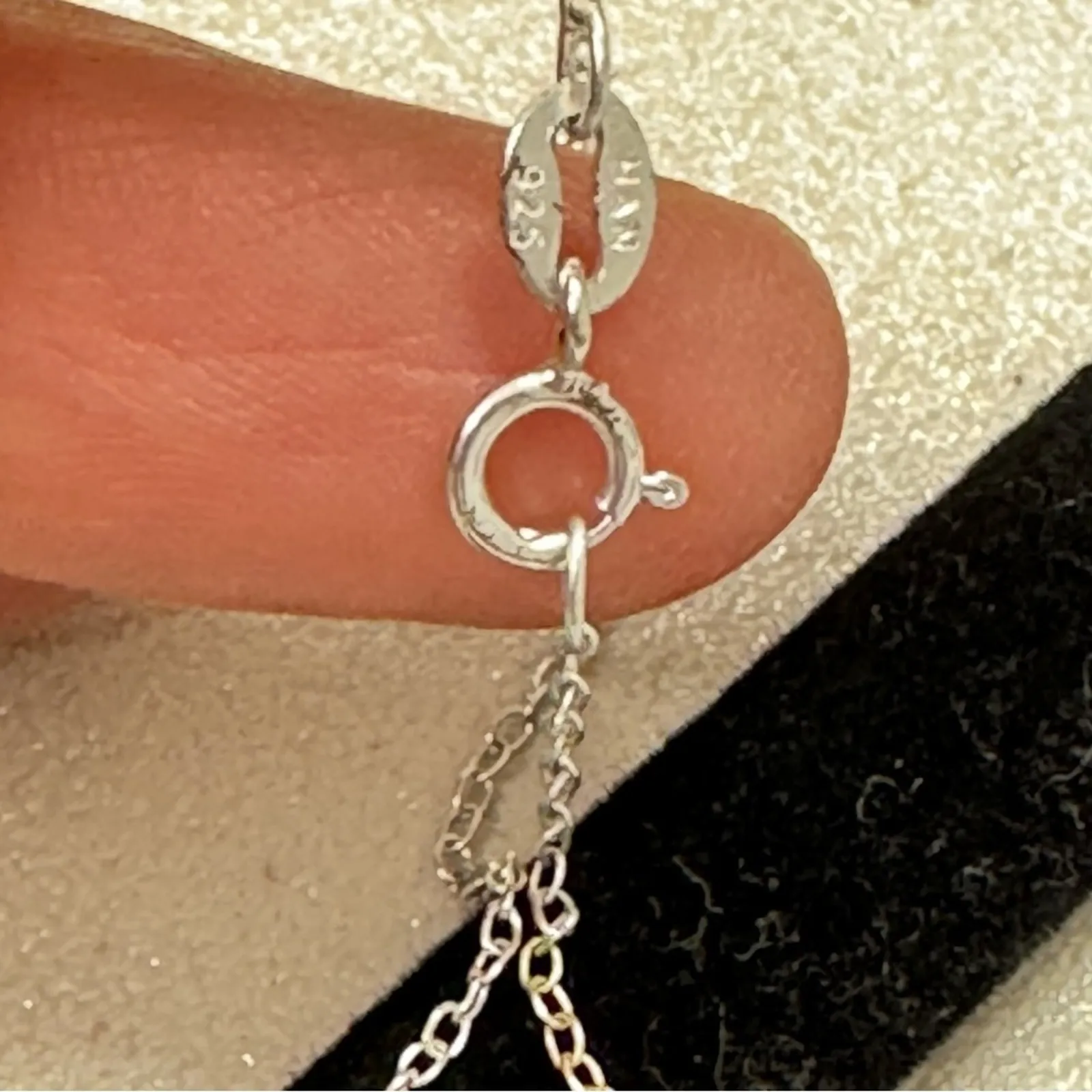 Vintage HAN 925 Sterling Silver Cubic Zirconia Pendant Necklace Delicate Chain - Image 4