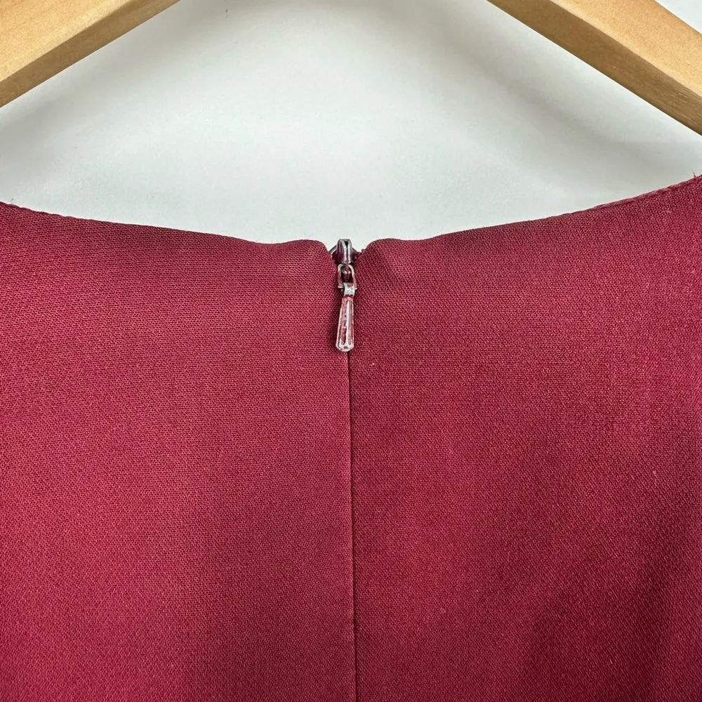 Black Halo Sambora Long Sleeve V Neck Jumpsuit size 4 Burgundy - Image 8