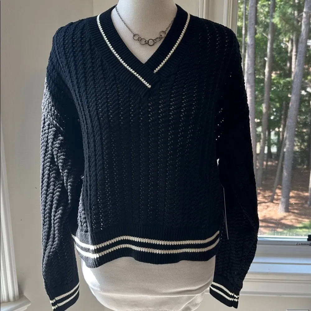 TUCKERNUCK Black Cropped Irene Sweater, Medium, 100% Cotton, NWT - Image 3