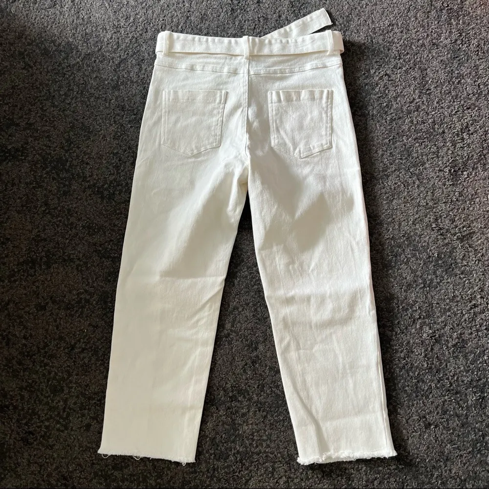 Line and Dot  belted Cropped jeans stretchy - Image 3