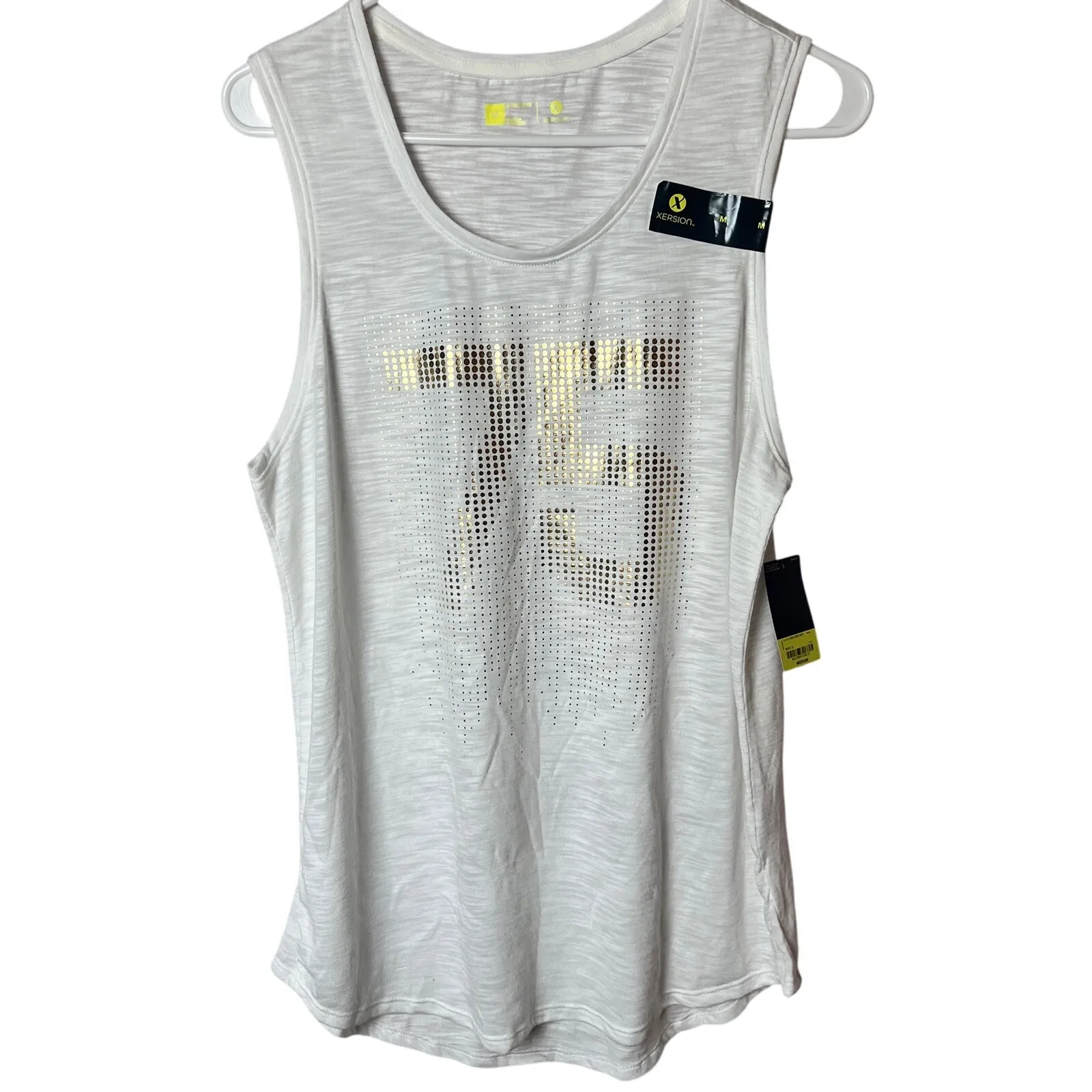 Xersion Women's White Sleeveless with Gold Details Athletic Workout Tank Sz M - Image 5