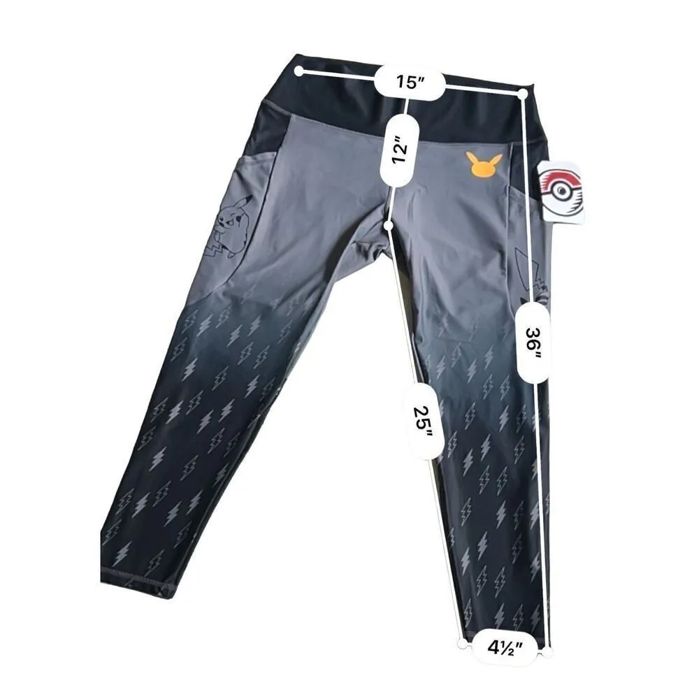 Pikachu Gray 7/8 Length Leggings - Adult size 2XL - Image 6