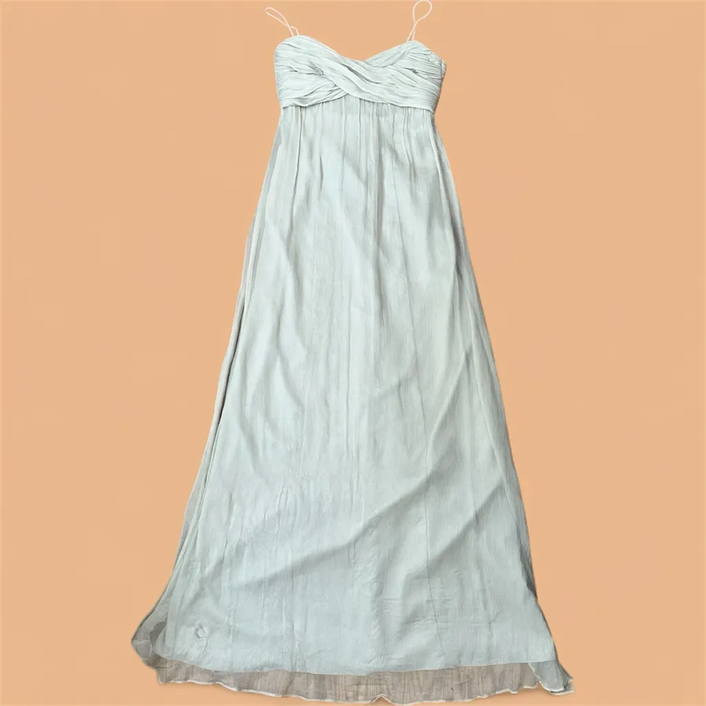 Amsale 100% Silk Empire Waist Maxi Dress Beige Wedding Guest 2 – Quiet Luxury - Image 15