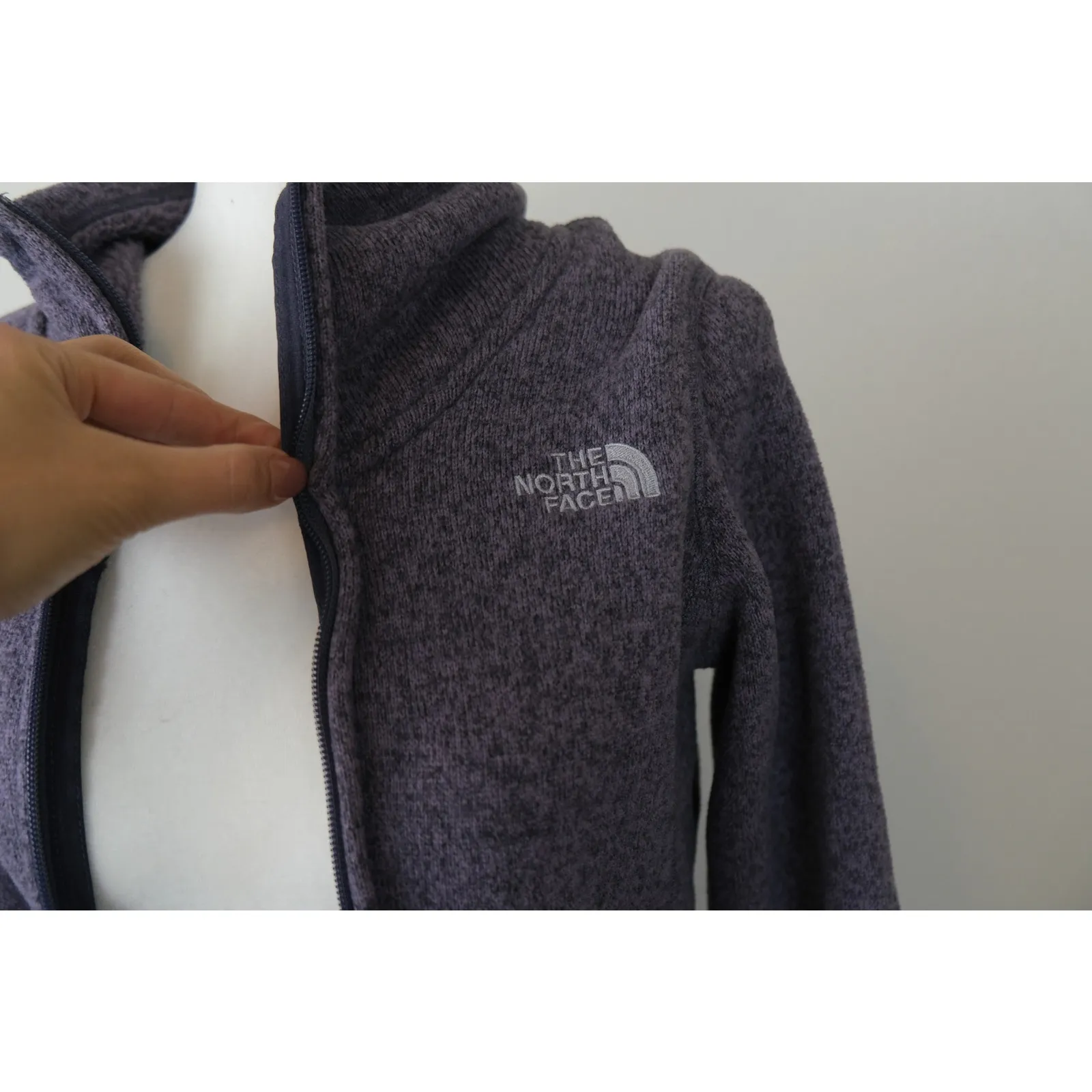 The North Face Sweater Jacket Full Zip Up Heathered Purple Womens XS - Image 2