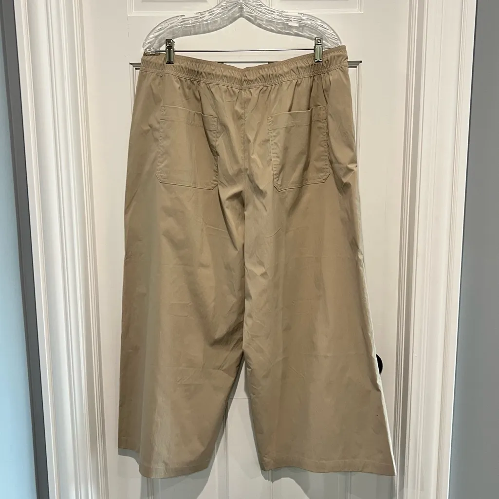 Athleta Midday Mid Rise Crop Poplin Pant Size XL Ecru Khaki Tan Wide Leg - Image 5