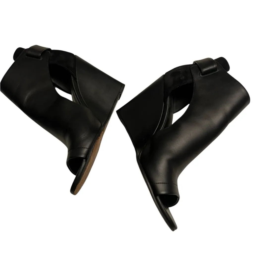 Vince Leather & Suede Cut-Out Katia Peep Toe Wedge Ankle Booties - Image 11