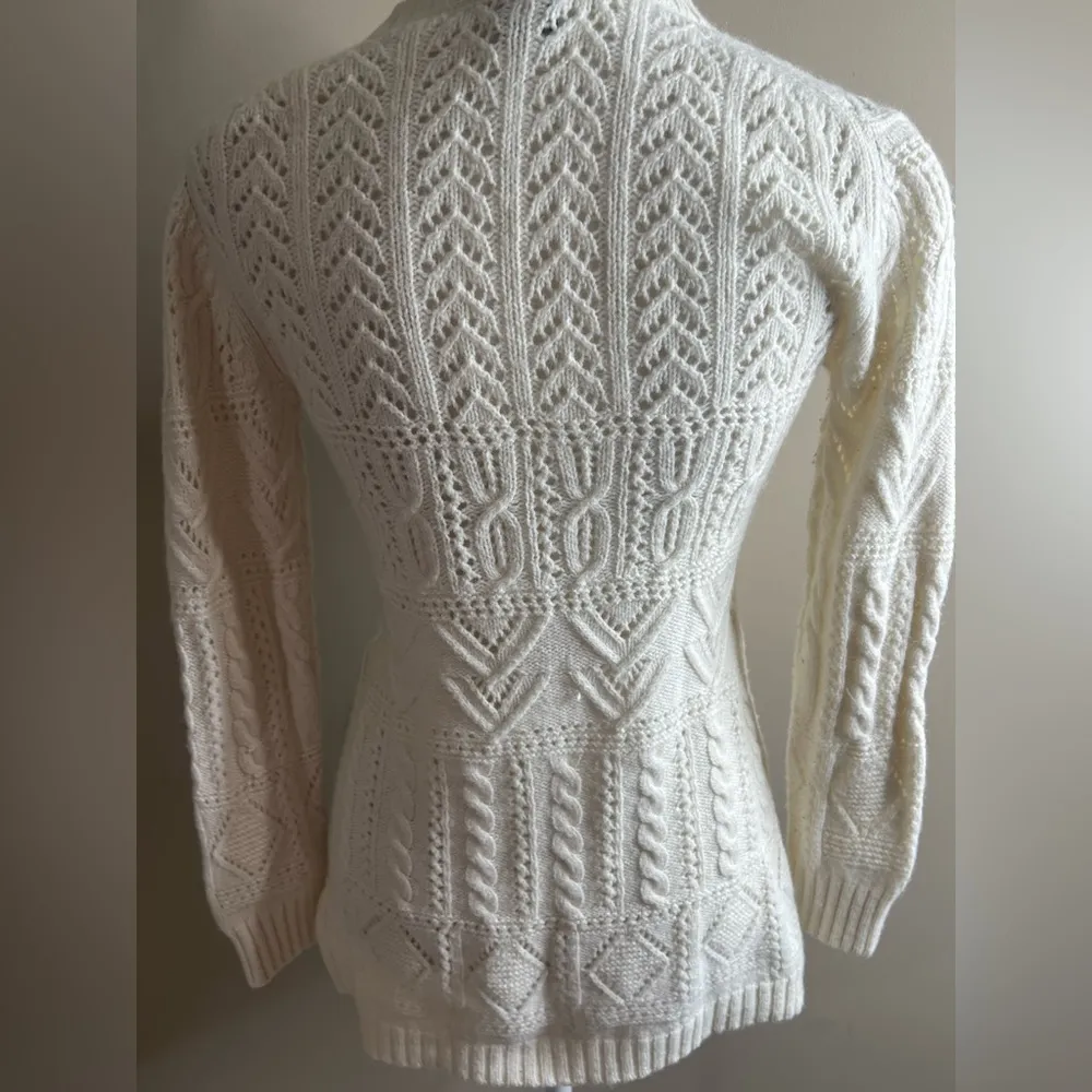 Vintage Gap wool blend open cable knit v neck cardigan medium - Image 12