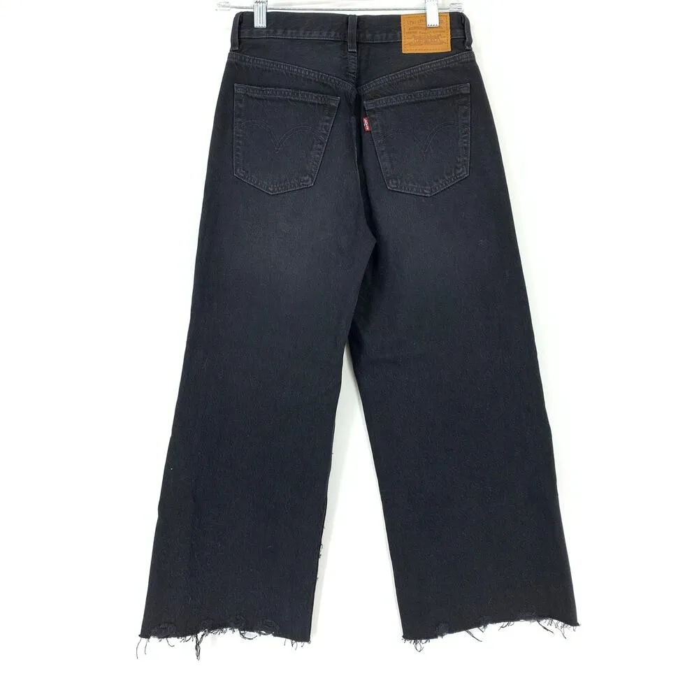 Levi's Jeans Womens 25 High Water Wide Leg Cropped Black High Rise Denim - Image 3