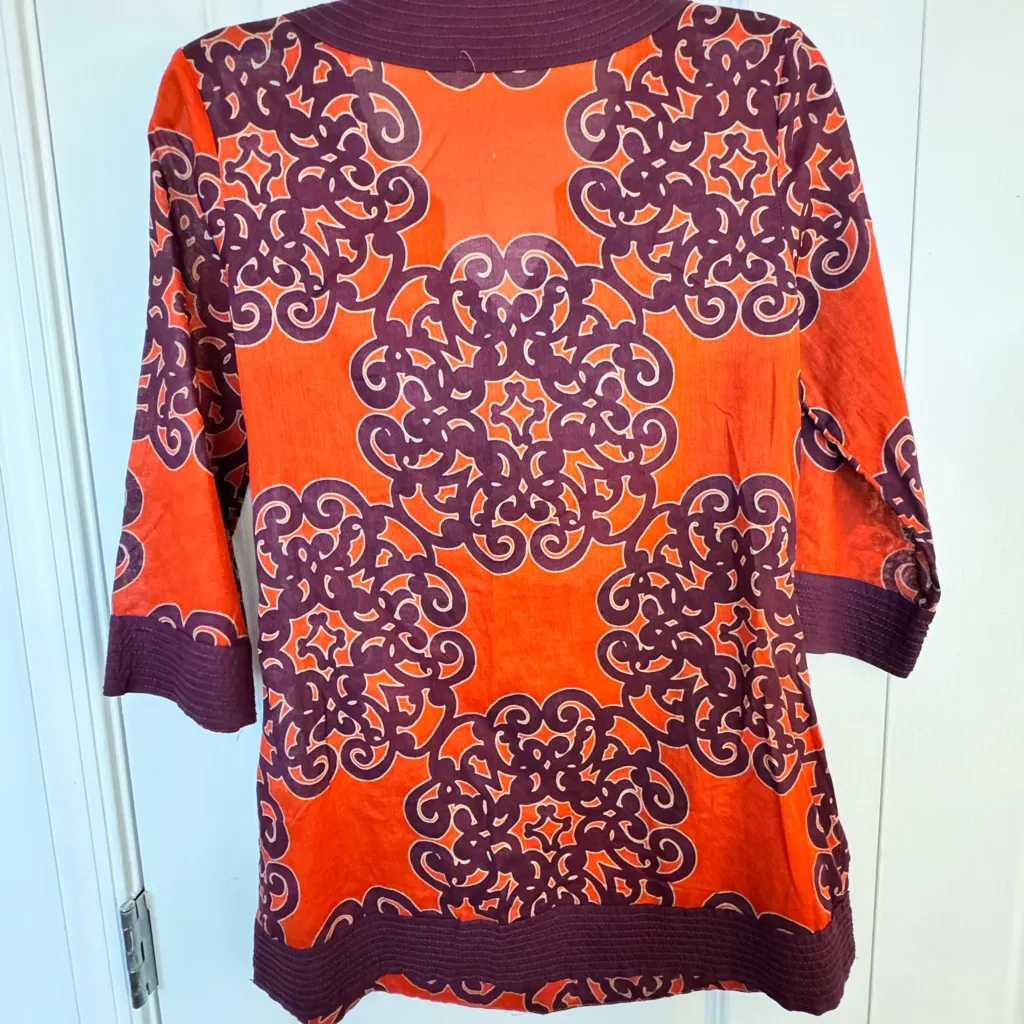 Merona Women's Top in Bold Orange and Purple - Image 2