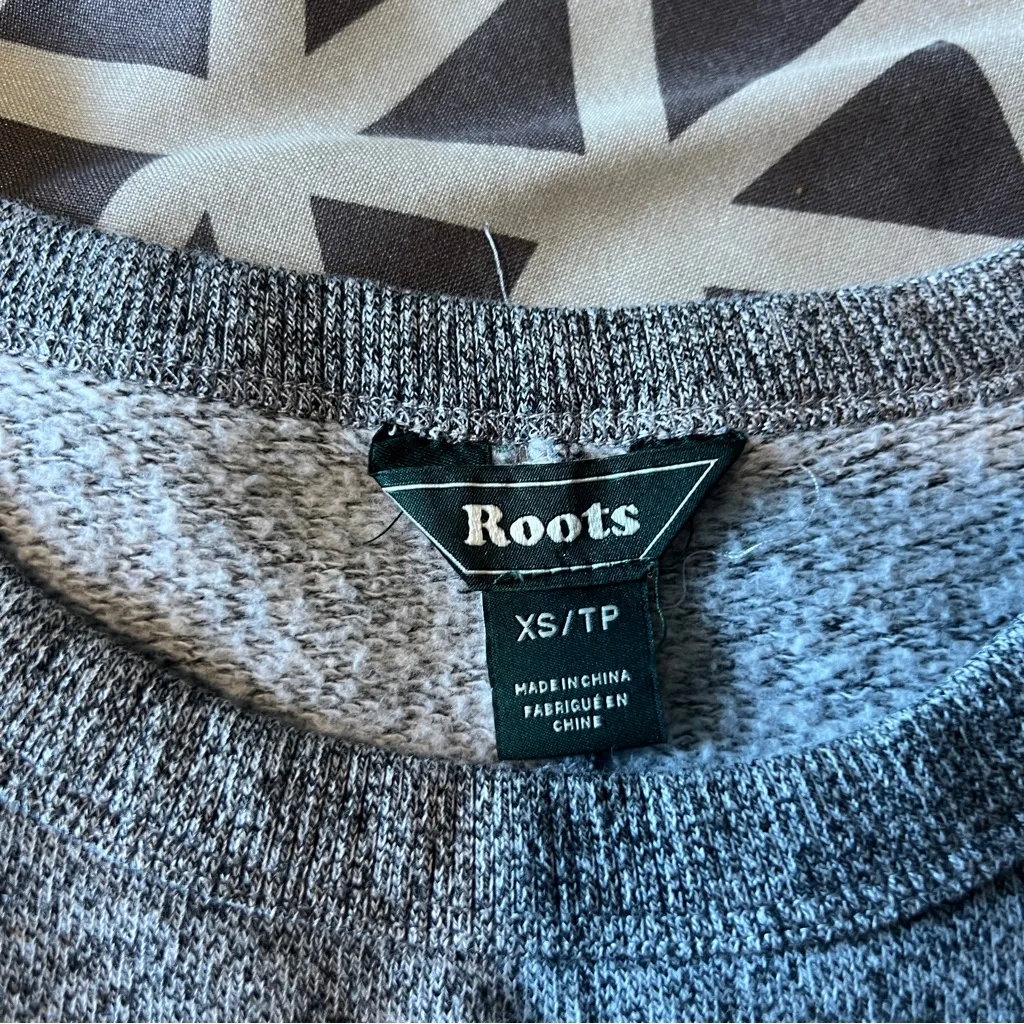 Roots‎ Heather Gray Crew Neck Long Sleeve Plush Sweatshirt Dress Casual Size XS - Image 7