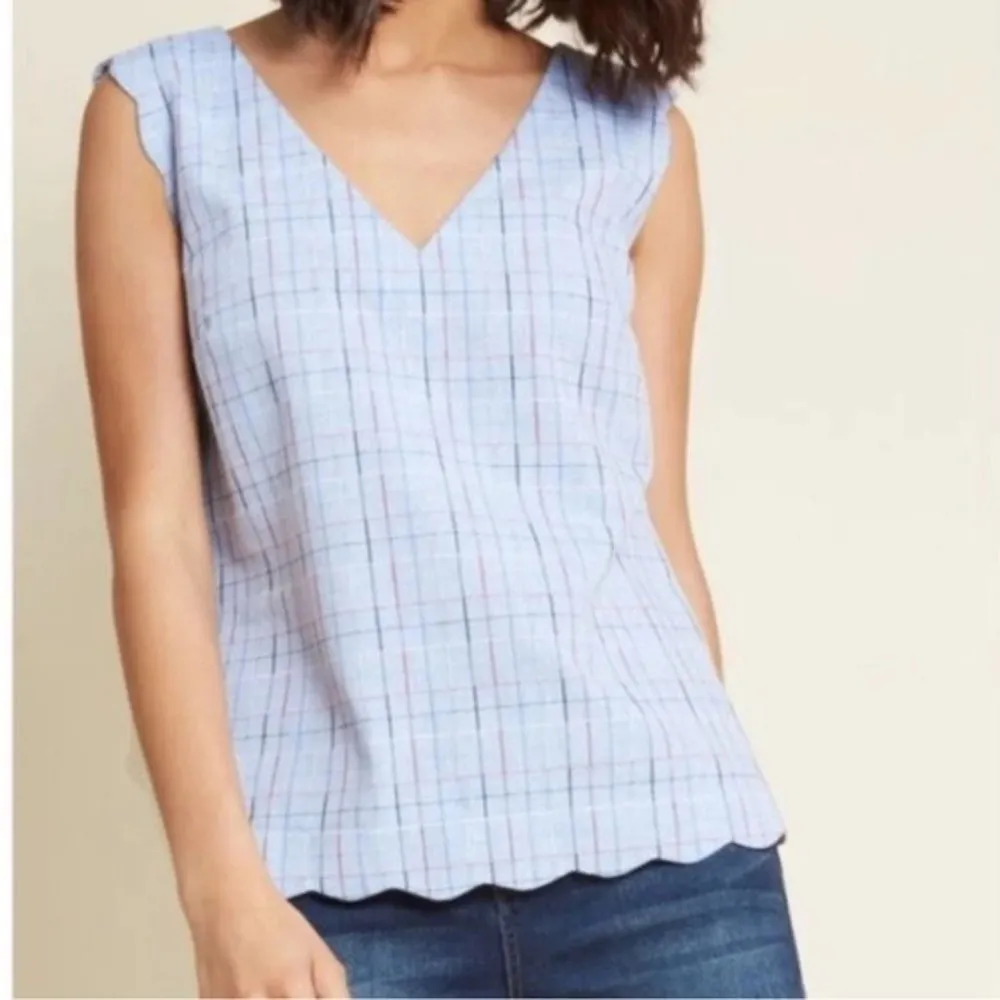 ModCloth Plaid Sleeveless Top Medium - Image 11