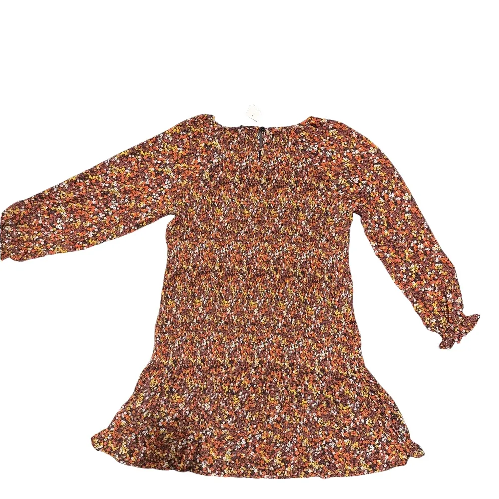 Black Tape Floral Pleated Long Sleeve Mini Dress Size XL Brown - Image 7