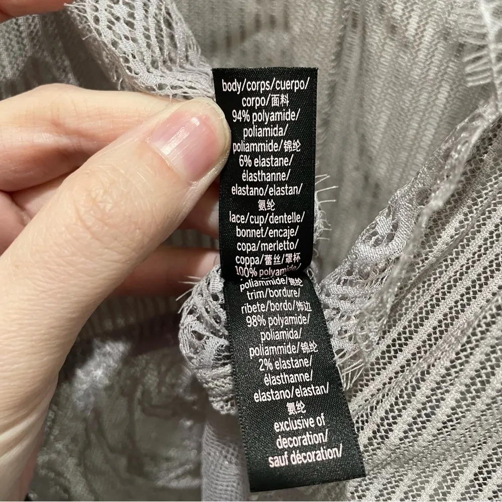 Victoria's Secret Grey Lace Tie Back Romper Lingerie - Image 7