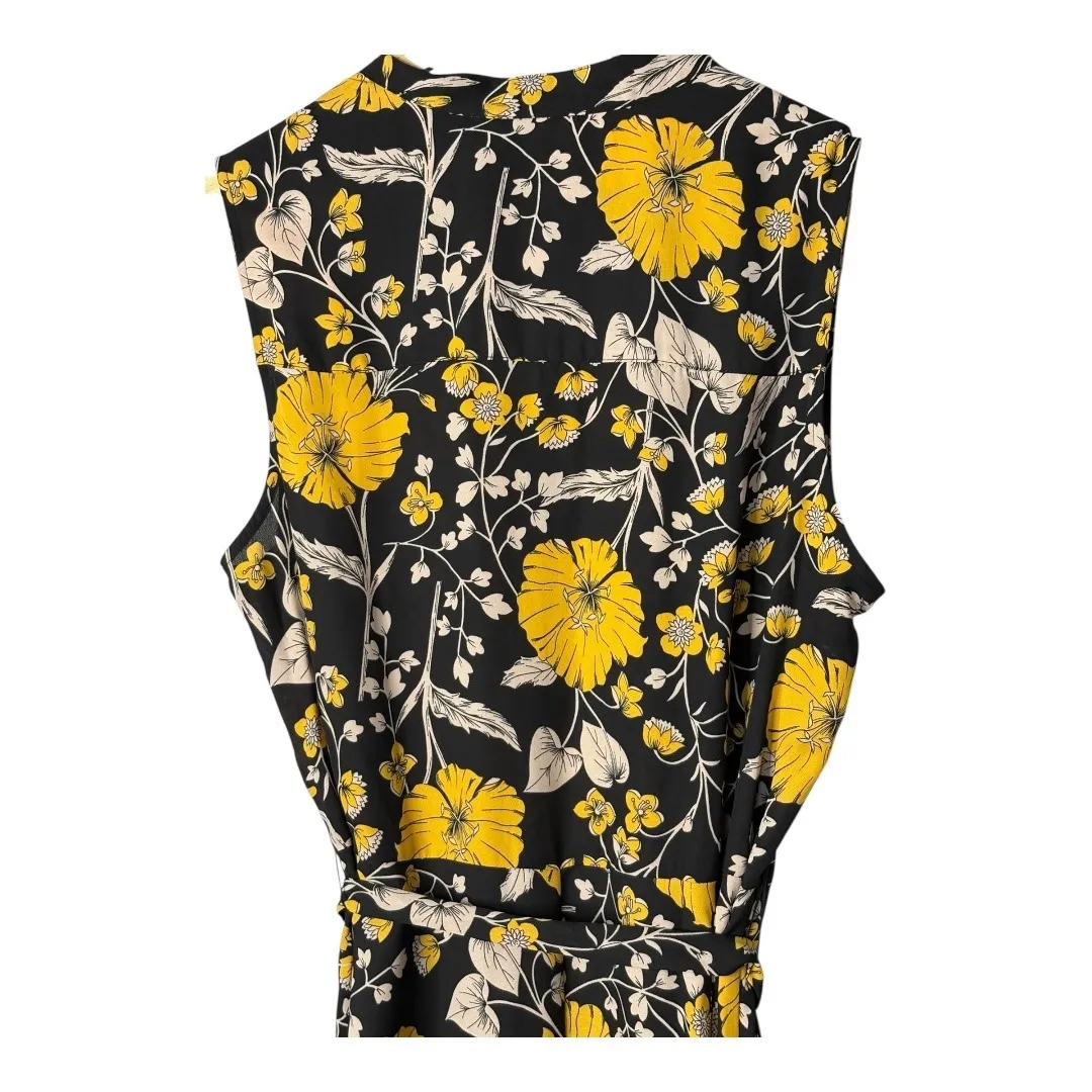 Nanette Lepore Floral Print Dress Sleeveless Midi‎ Casual Black Yellow Size 14W - Image 5