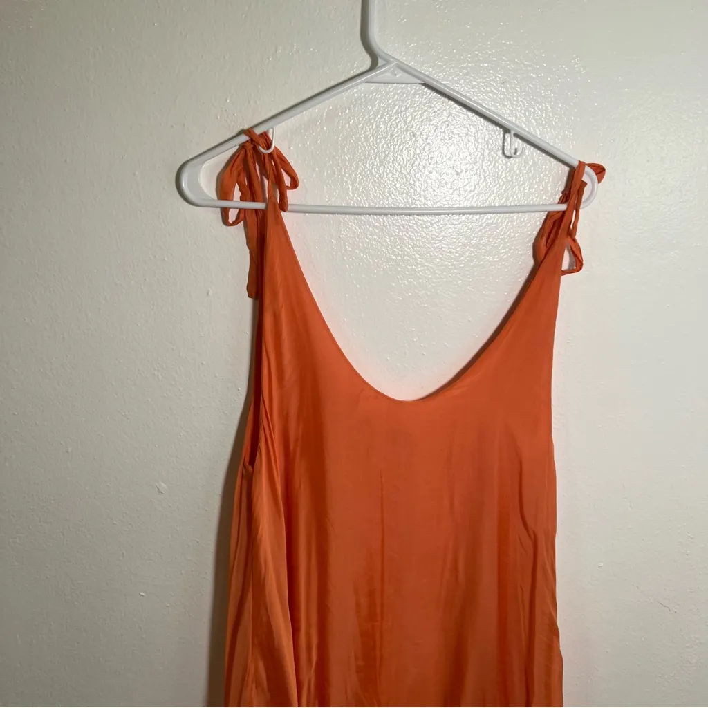 Catwalk Studio Sleeveless Silk Dress Orange Coral Size M - Image 7