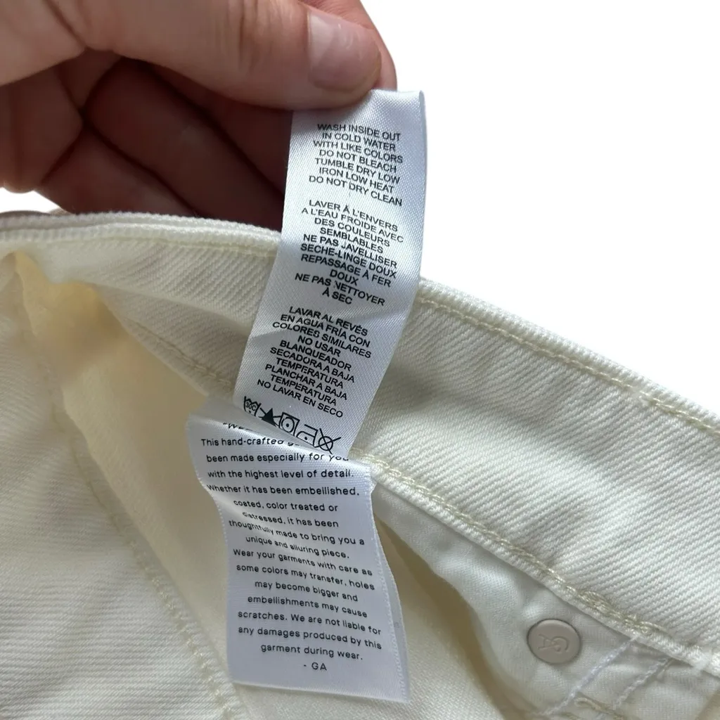 Good American Good ’90s Short Exposed Pocket Bags Distressed Denim White NEW - Image 10