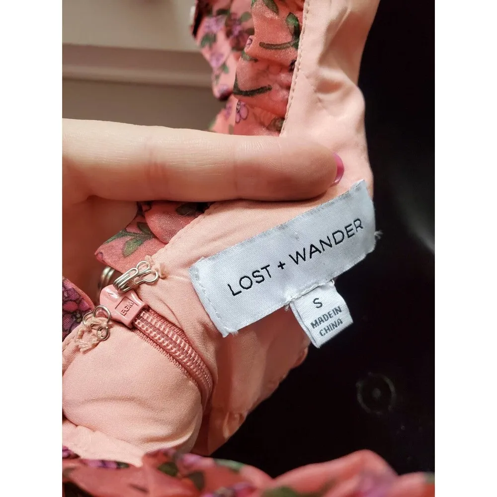 Lost + Wander Venice Rising Floral Round Neck Back Zip Knee Length Dress S - Image 6