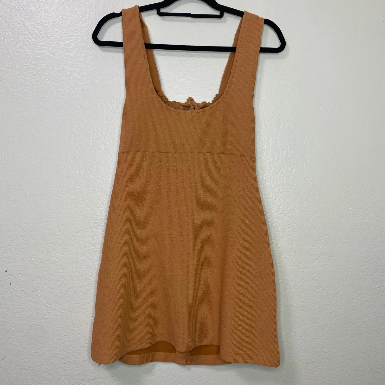 FP Free People Beach Olivia Ribbed Knit Cutout Tie Front Mini Dress Amber Size M - Image 7