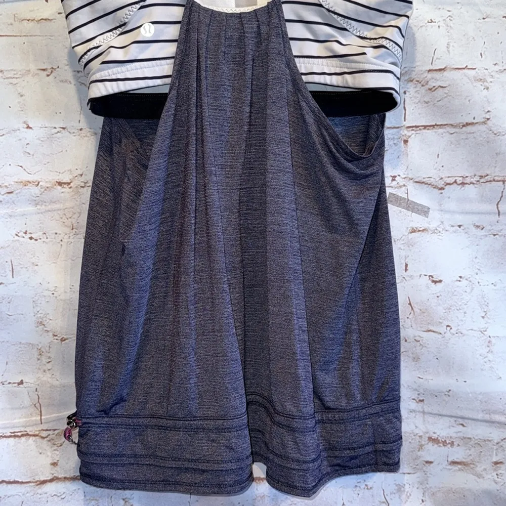Lululemon Shirt Womens 8 Run Back On Track Tank Top Blue White Athletic - Image 7