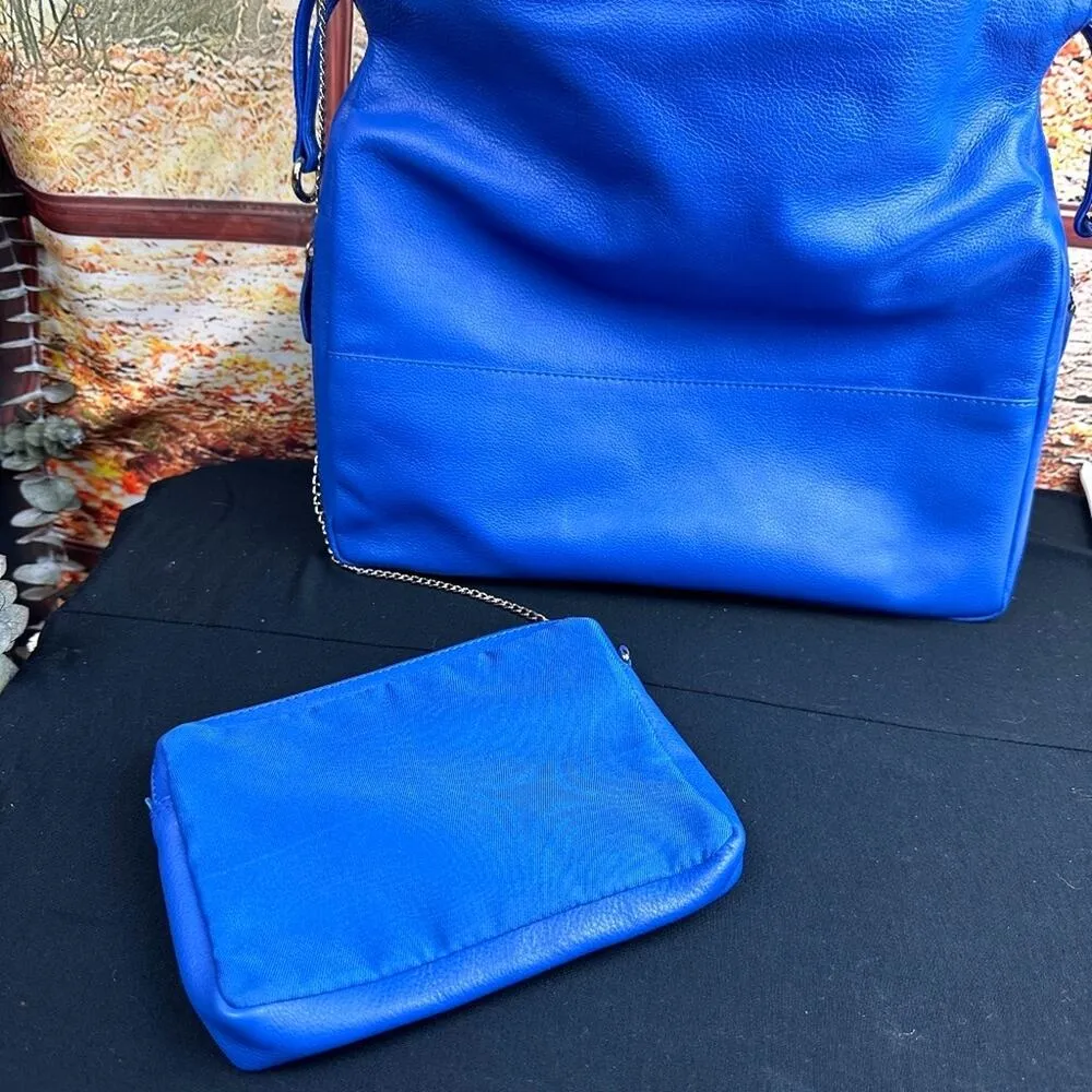 New York Cobalt Blue Leather Concealed Carry Tote w/ Nylon/Leather Clutch - Image 10