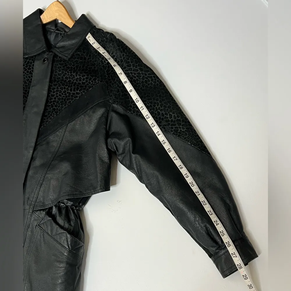 Vintage Euro Mond Of California Printed Genuine Leather Black Jacket Western - Image 15