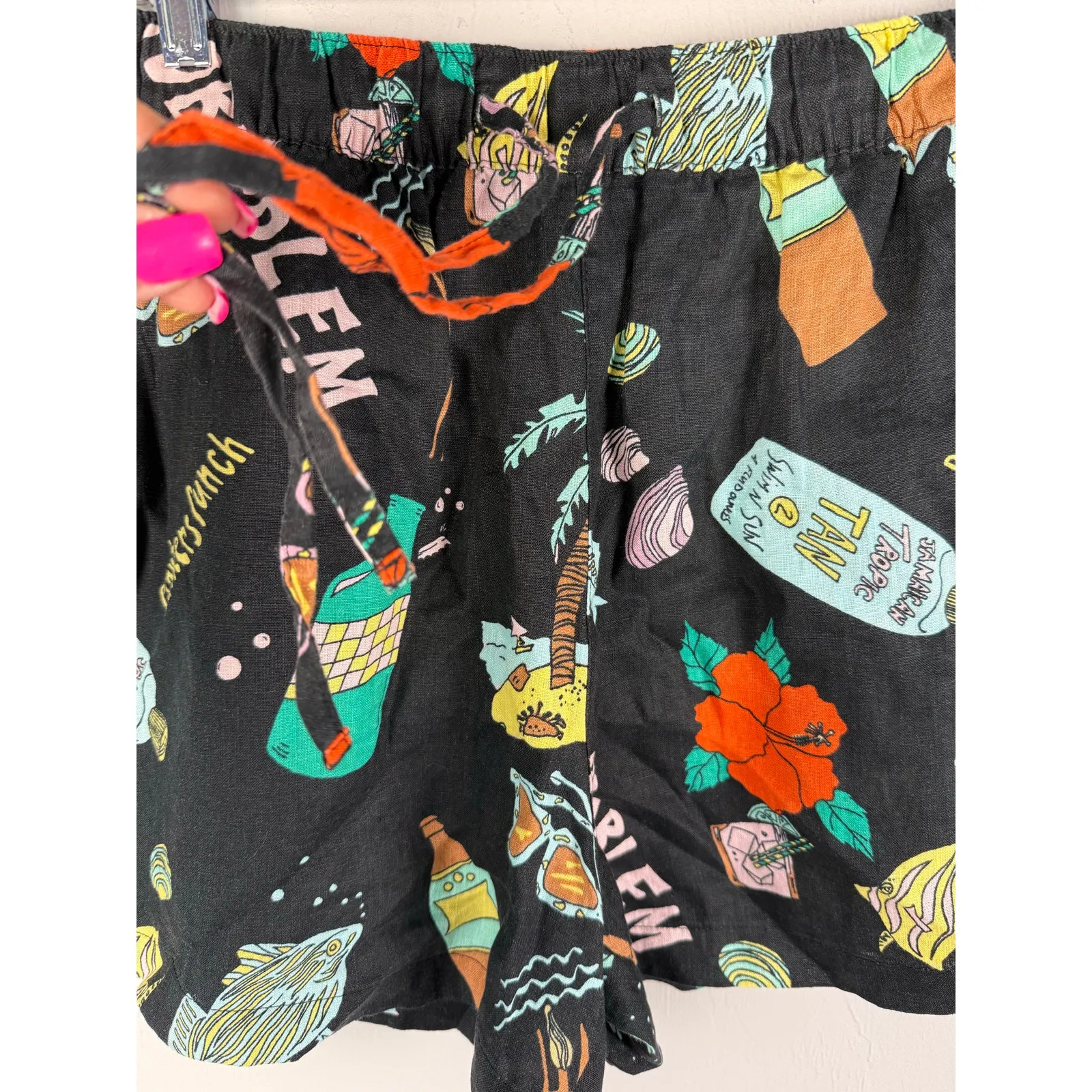 Nicole‎ Miller Island Jamaica Vacation No Problem Linen Shorts Size Large - Image 8