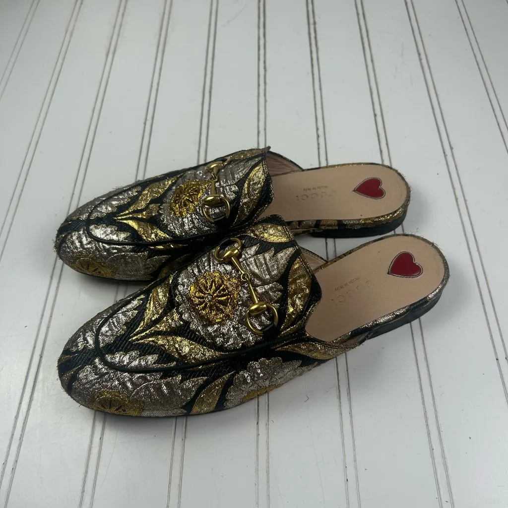 Gucci Vintage Princetown Horsebit Jacquard Mule Leather Loafers US 8 EU 38 - Image 8