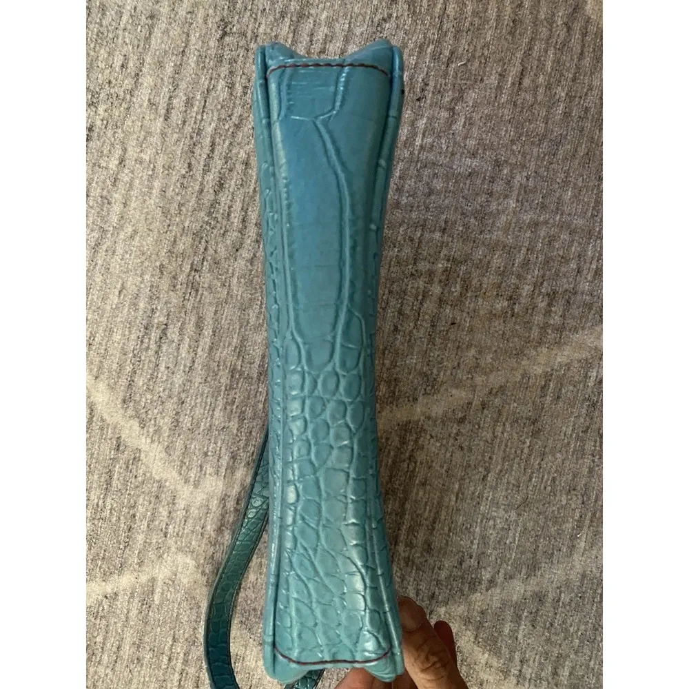 Vtg Y2K  Mini  Shoulder Bag Turquoise Blue Tommy Hilfiger Purse Faux Alligator - Image 6