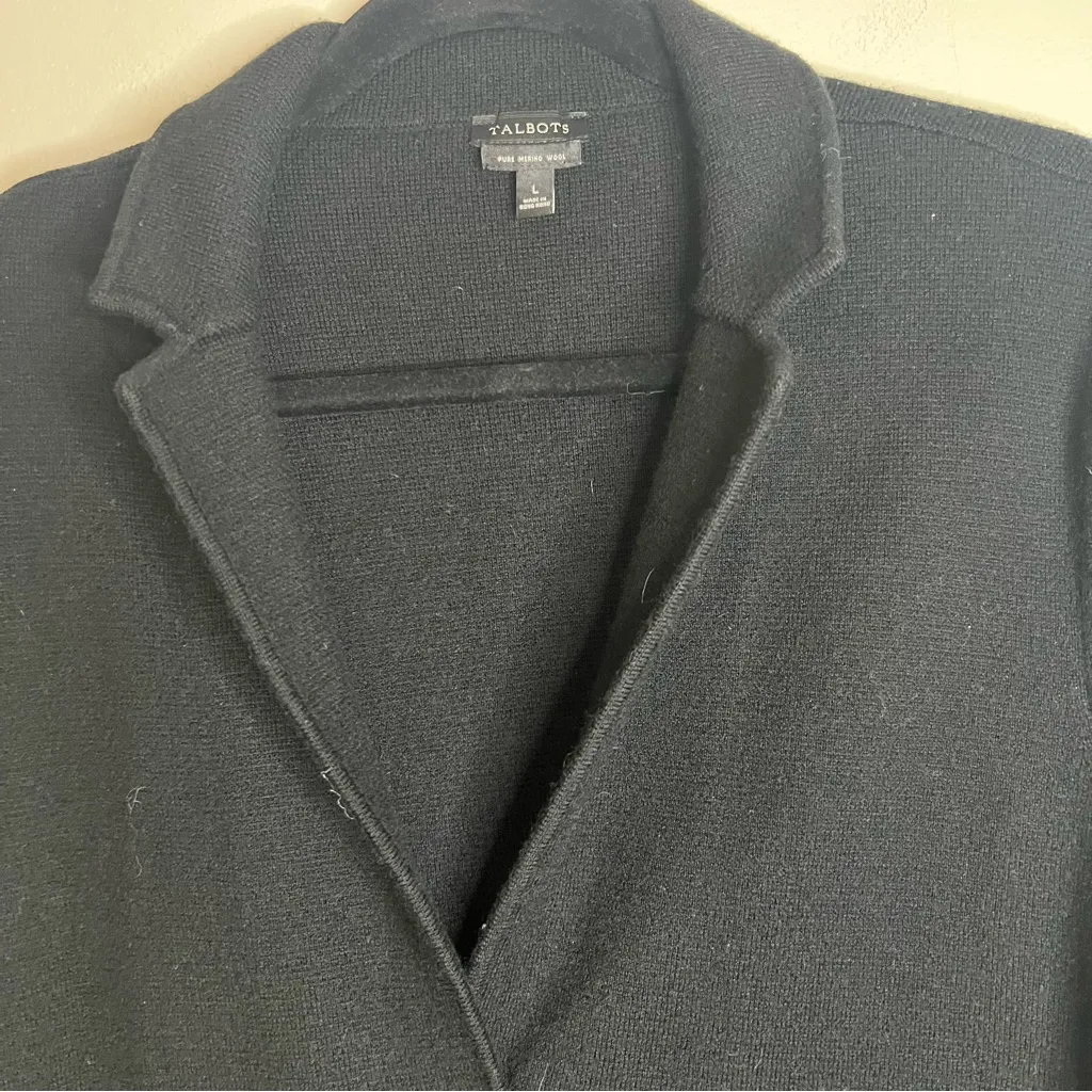 Talbots Pure Merino Wool Black Blazer Jacket Size‎ L - Image 4