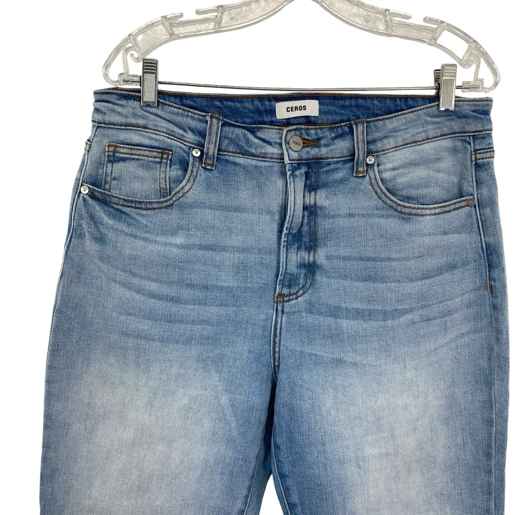 Ceros Jeans Women's High Rise Crop Straight Leg Denim Two Toned Size 32 - Image 4