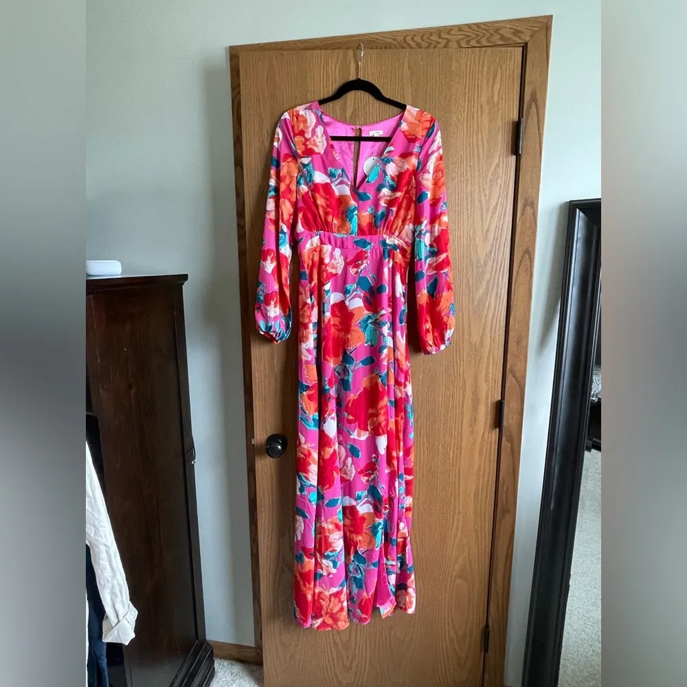 En Creme Floral Maxi Dress Pink - Image 4