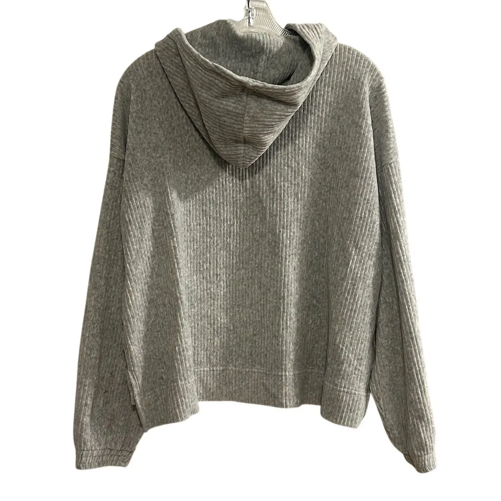 Aerie Women's Gray Ribbed Hoodie Sweatshirt Size M Relaxed Fit - Image 11