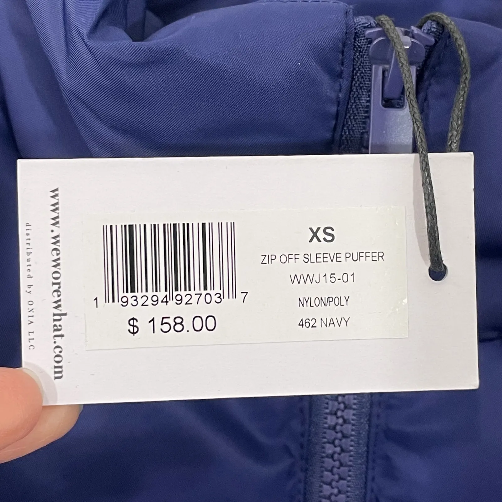 NWT WeWoreWhat Blue XS Zip Off Sleeve Puffer Jacket Convertible Vest Nylon‎ Poly - Image 3