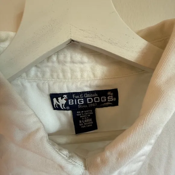 Big Dogs Sleeveless Button Down Shirt XL White‎ Cotton 90s Y2K Dog - Image 3