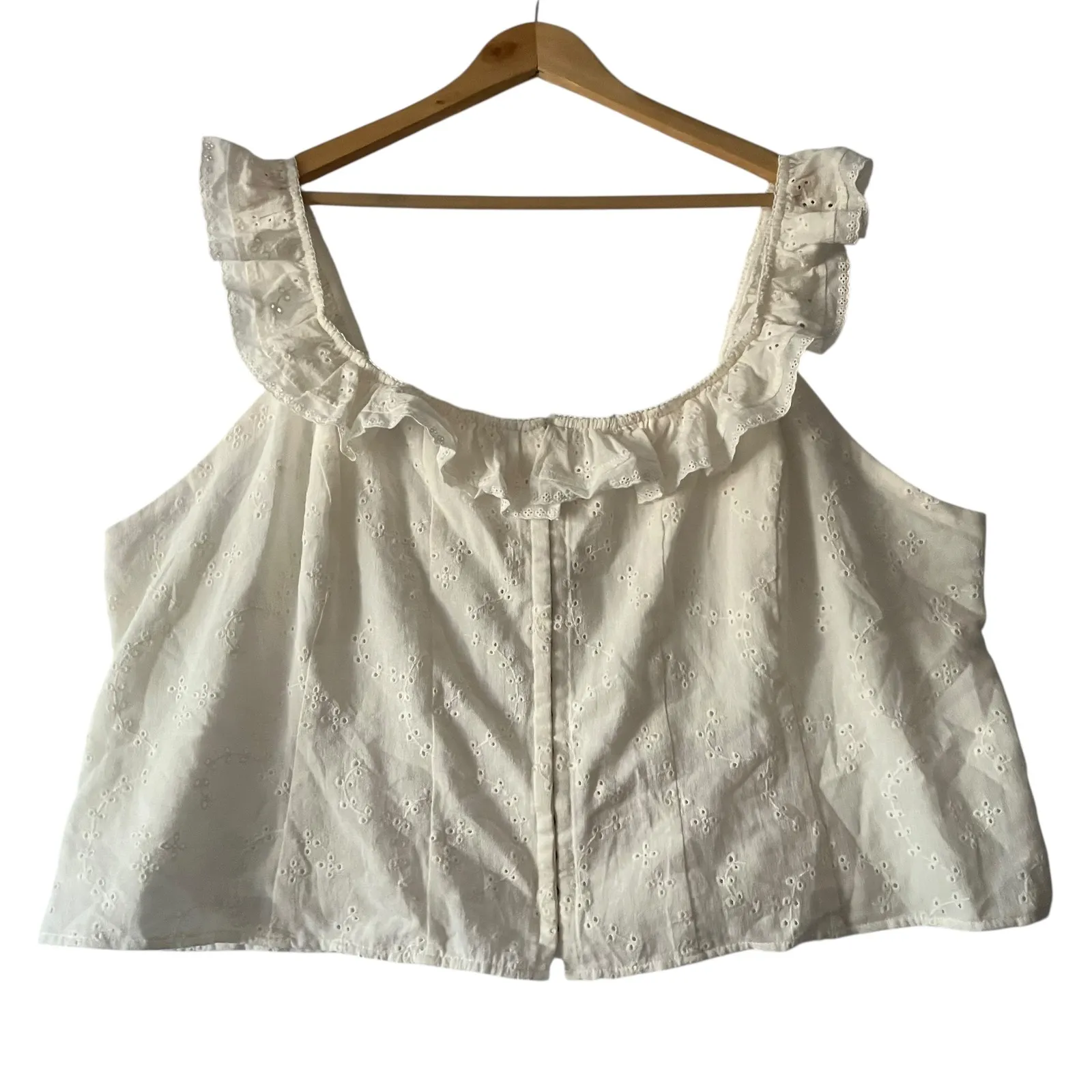 Wild Fable Women's‎ 3X White Eyelet Ruffle Sleeveless Top Blouse Plus Size New - Image 2