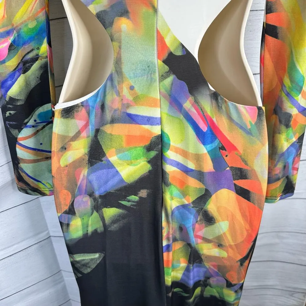 Jovani Womens size 0 Designer Cutout Prom Evening Miami Colorful Maxi Dress Rare - Image 8